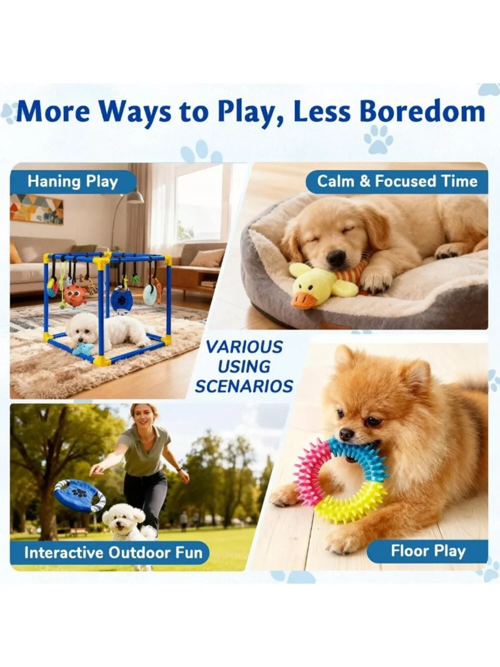 Interactive Puppy Play Gym with 16 Toys, Indoor Enrichment Activity Center for